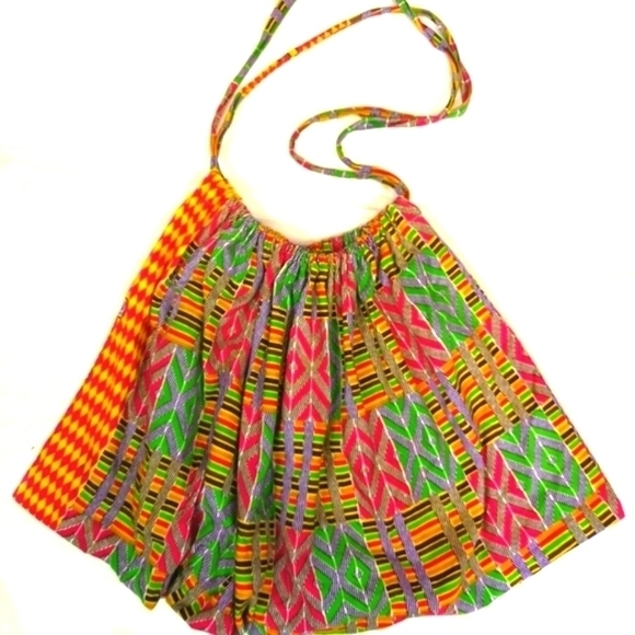 Y2K Afro-centrlc Colorful Geometric Printed Drawstring Reusable #EarthDay Bag - Picture 3 of 4